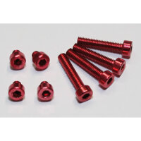 Aluminum screws set M4 red anodized